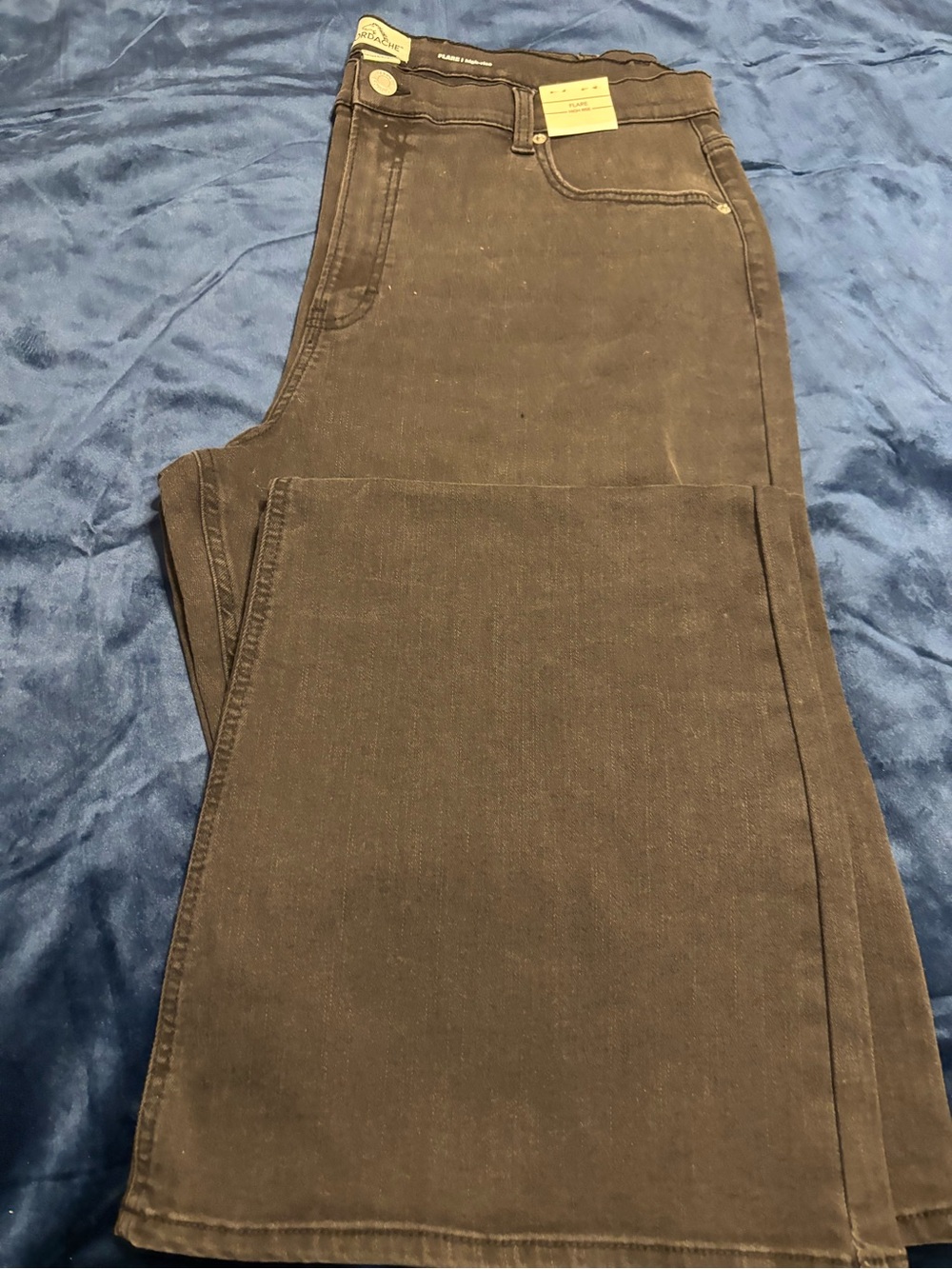NWT Jordache Women's Plus Size 20 High Rise Flare Jeans Washed Black Charcoal